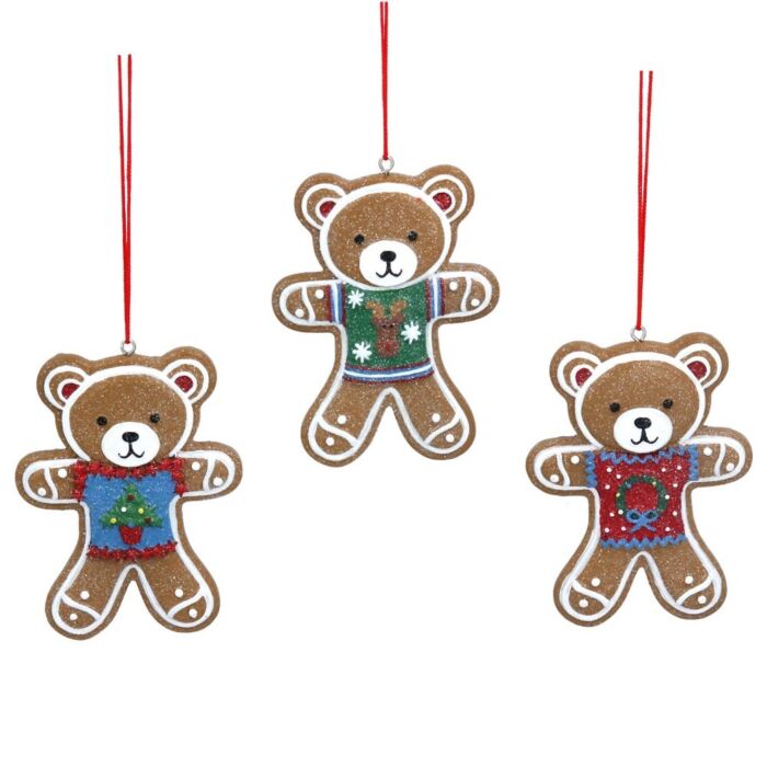 Gisela Graham Gingerbread Teddy w Jumper Decoration